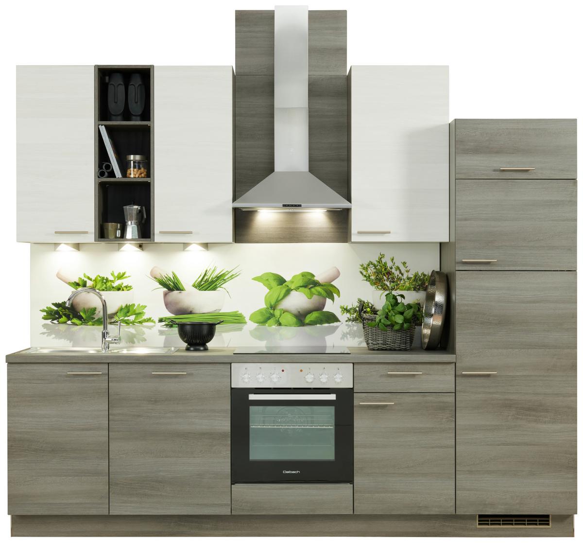 Küchenzeile Plan Mit Geräten B: 280 Cm Weiß/eiche Dekor - Trend, Holzwerkstoff (280cm) - Express