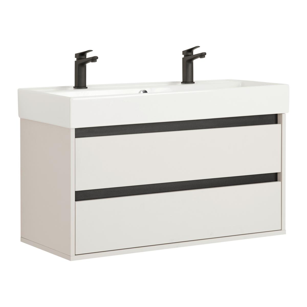 Skrinka s umývadlom SOPHIA - biela/kašmírová, Modern, kompozitné drevo/keramika (100/62/46cm) - Mömax