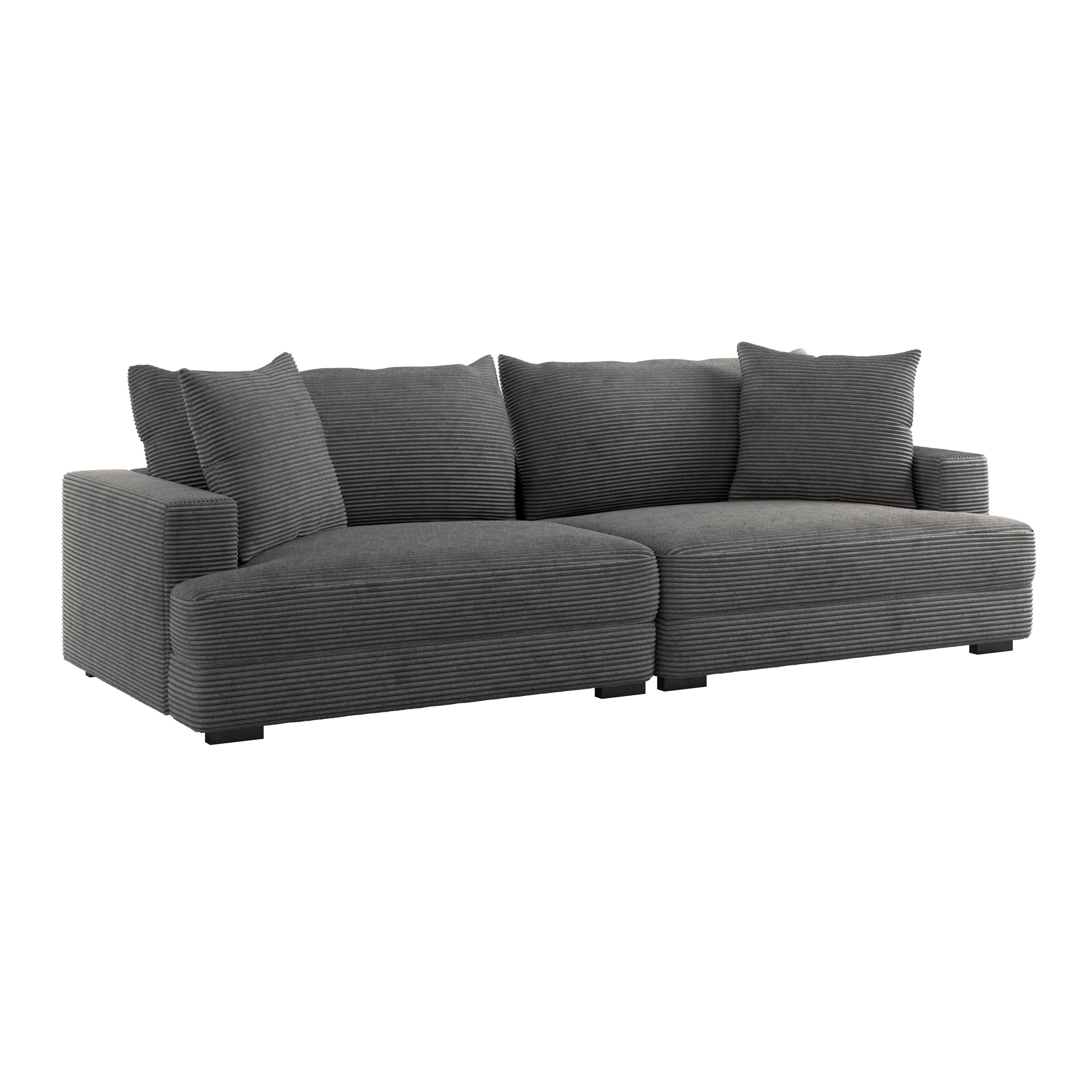 Big Sofa Pelle Mit Kissen B: 261 Cm Dunkelgrau - Wengefarben/Dunkelgrau, Trend, Textil (261/124cm) - Luca Bessoni