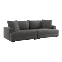Big Sofa Pelle Mit Kissen B: 261 Cm Dunkelgrau - Wengefarben/Dunkelgrau, Trend, Textil (261/124cm) - Luca Bessoni