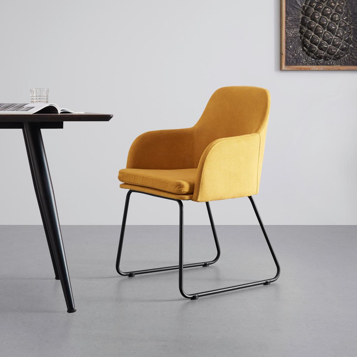 Stolička s podrúčkami MIA žltá - čierna/žltá, Modern, kov/textil (55,5/83/55cm) - Bessagi Home