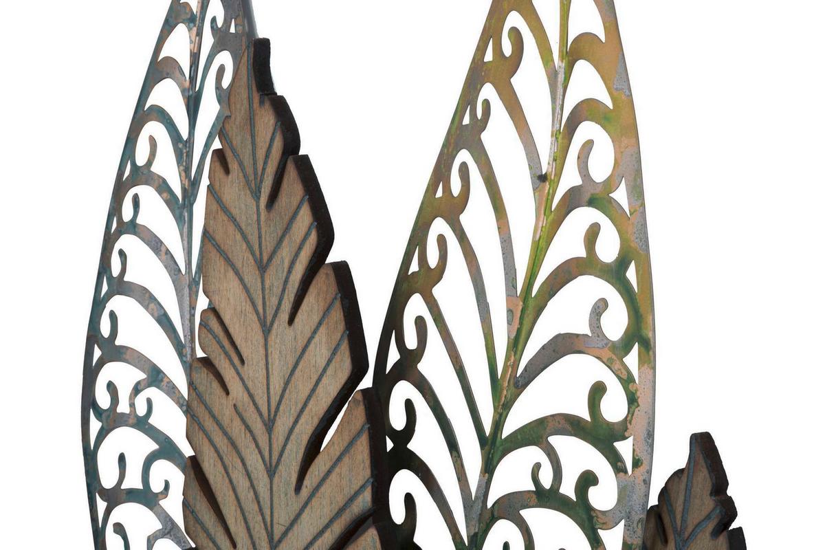 Wanddeko Leafs -c- Braun Schwarz B: 87 Cm - Schwarz/Braun, Basics, Holzwerkstoff/Metall (87/75/2.5cm)