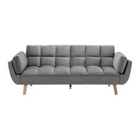 Rozkládací pohovka CORA, šedý samet, max. 360 kg - šedá/přírodní barvy, Moderní, dřevo/textil (214/92/81cm) - Bessagi Home