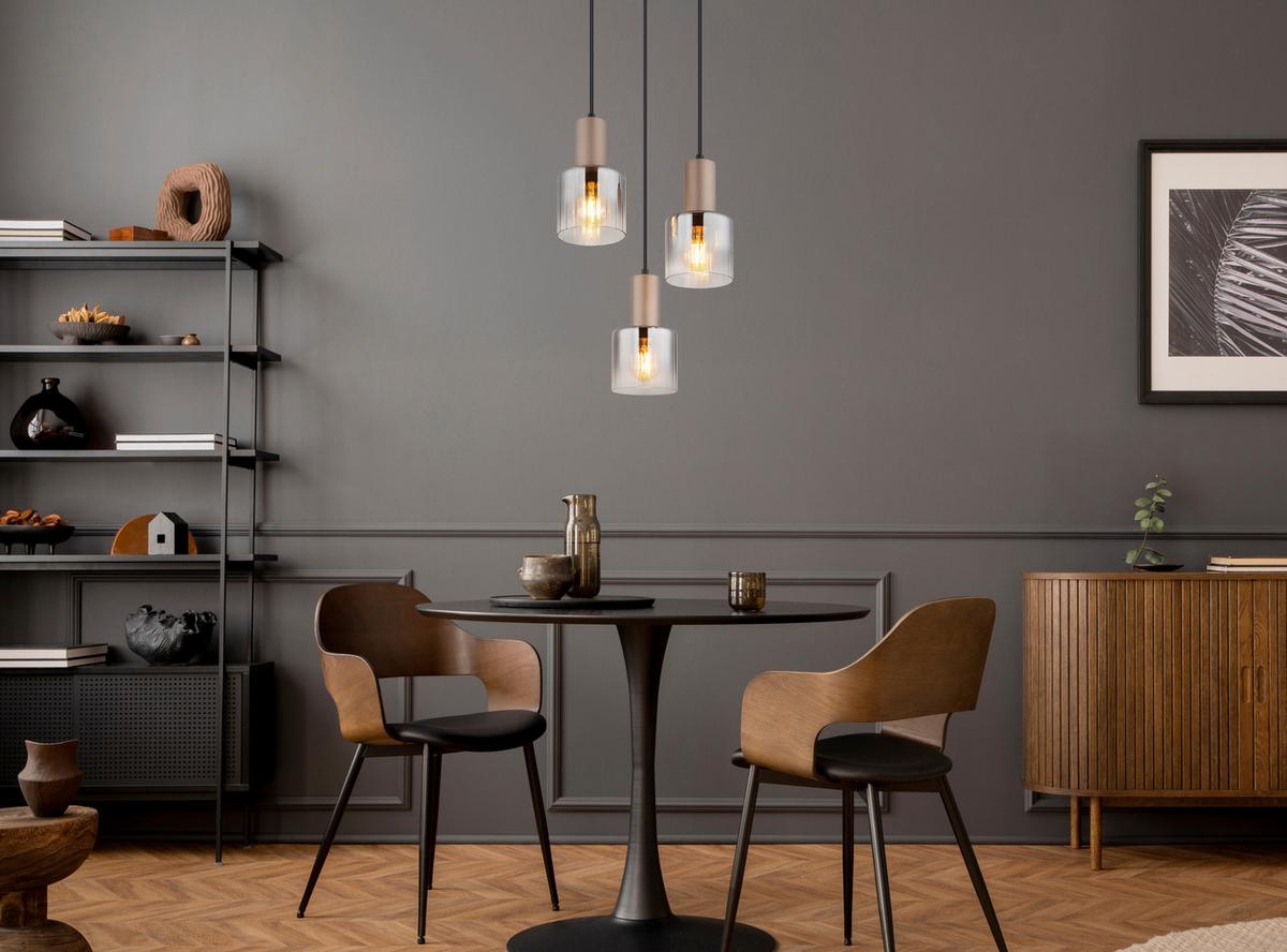 Hängeleuchte Exkl. 3xe27, 40w - Klar/Chromfarben, Design, Glas/Kunststoff (28/150cm) - Globo