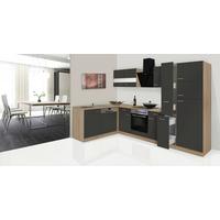 Eckküche Economy mit Geräten 172x310 cm Grau/Eiche Dekor - Eichefarben/Grau, Basics, Glas/Holzwerkstoff (172/310cm) - Respekta