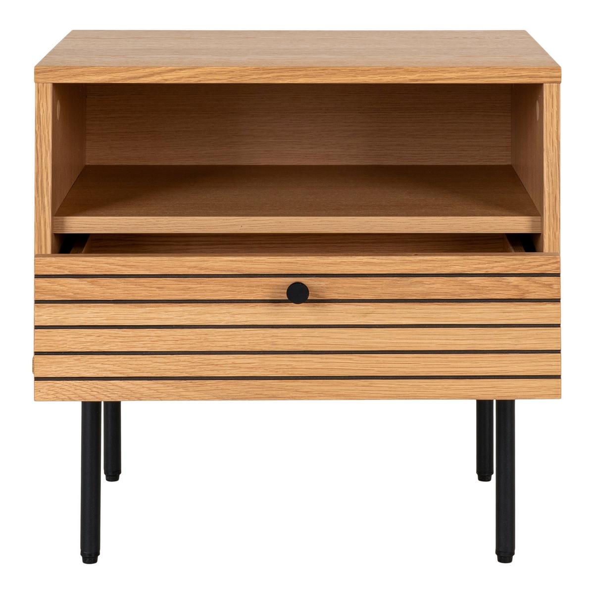 Beistelltisch Kyoto Eiche, L/B/H: 50x40x50cm - Eichefarben/Schwarz, Basics, Holz/Metall (50/40/50cm)