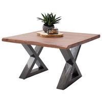 Couchtisch Holz Mit Massiver Tischplatte Cartagena, Akazie - Walnussfarben/Nickelfarben, MODERN, Holz/Metall (75/45/75cm)