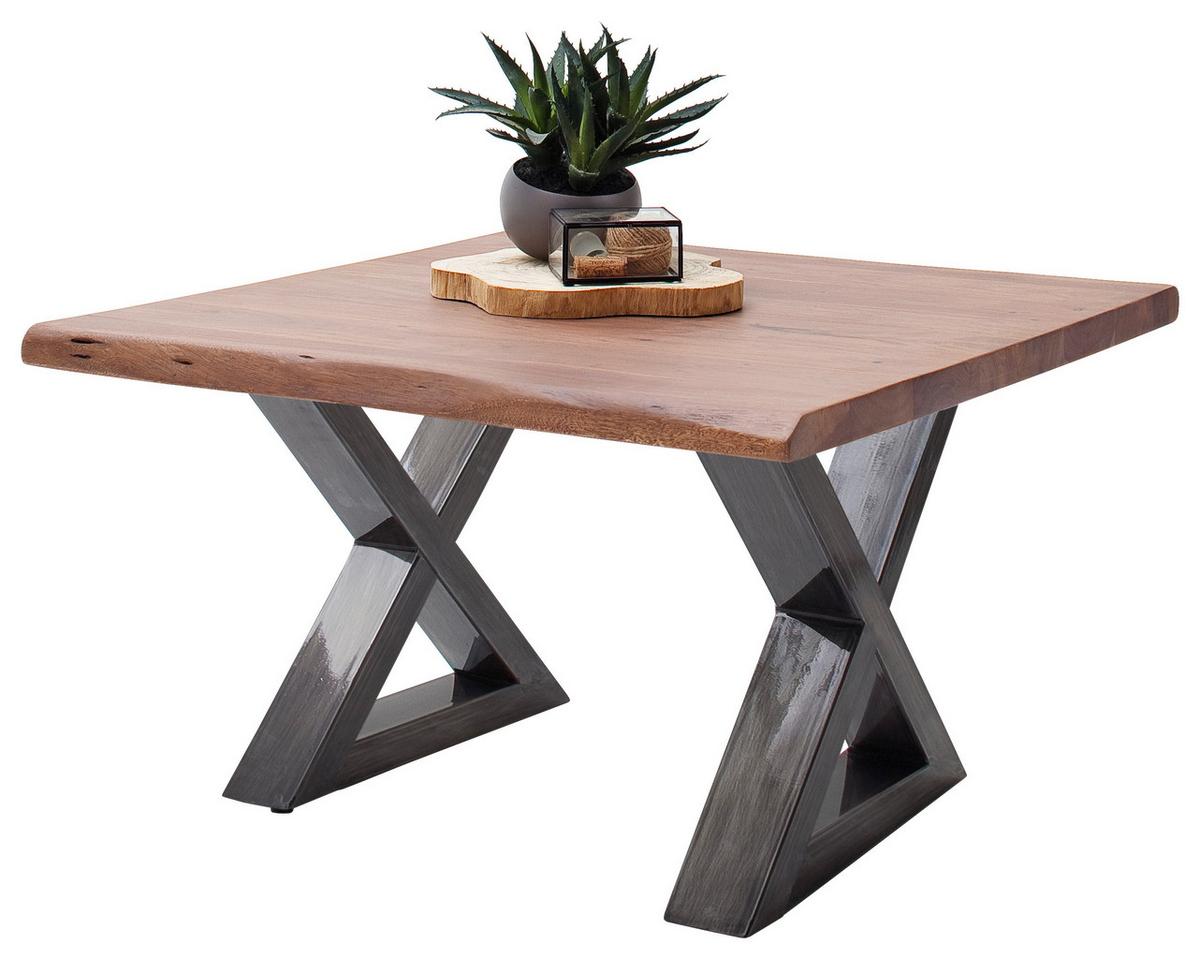 Couchtisch Holz Mit Massiver Tischplatte Cartagena, Akazie - Walnussfarben/Nickelfarben, MODERN, Holz/Metall (75/45/75cm)