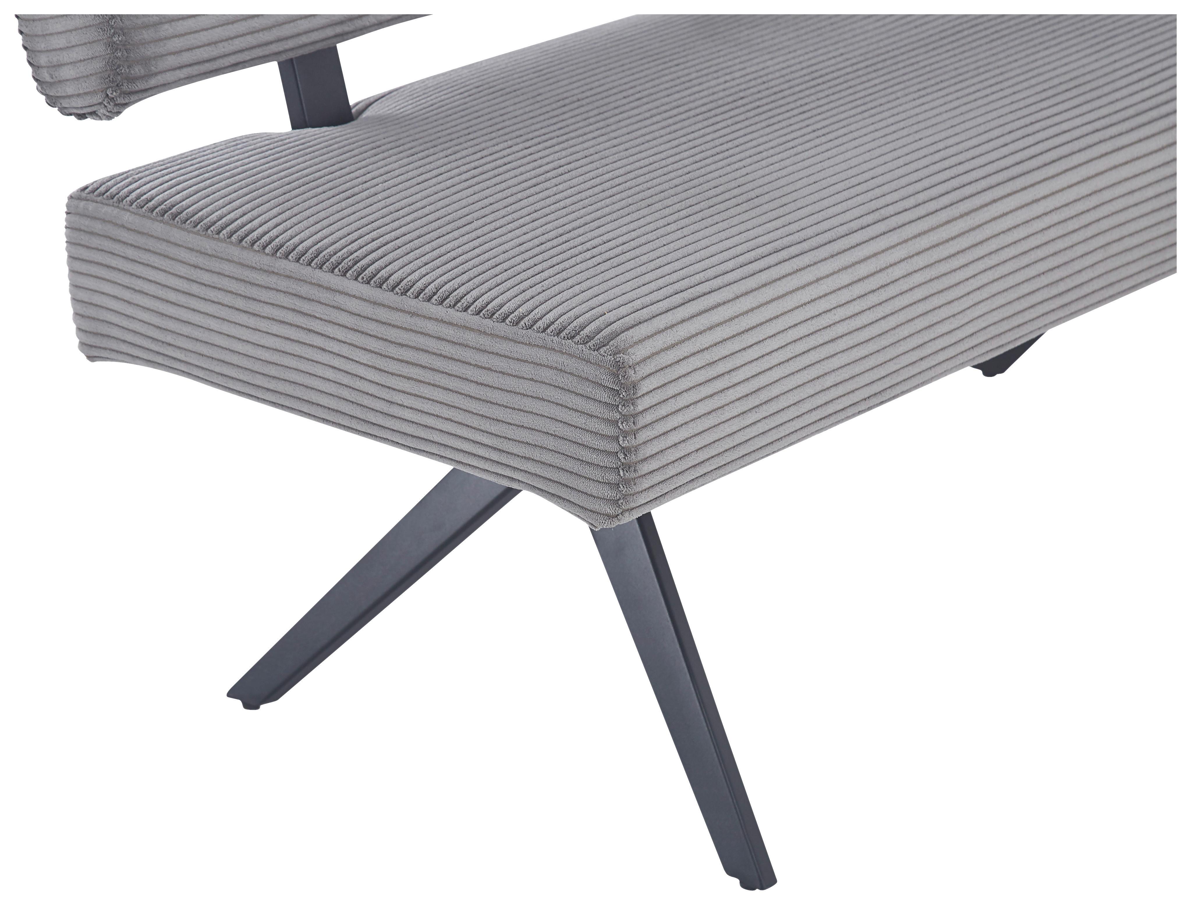 Sitzbank Chios Mit Lehne Cord Dunkelgrau, B: 140 Cm - Dunkelgrau/Schwarz, KONVENTIONELL, Textil/Metall (140/90/62cm) - MID.YOU