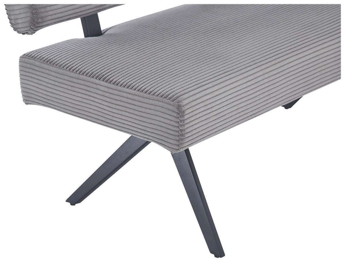 Sitzbank Chios Mit Lehne Cord Dunkelgrau, B: 140 Cm - Dunkelgrau/Schwarz, KONVENTIONELL, Textil/Metall (140/90/62cm) - MID.YOU