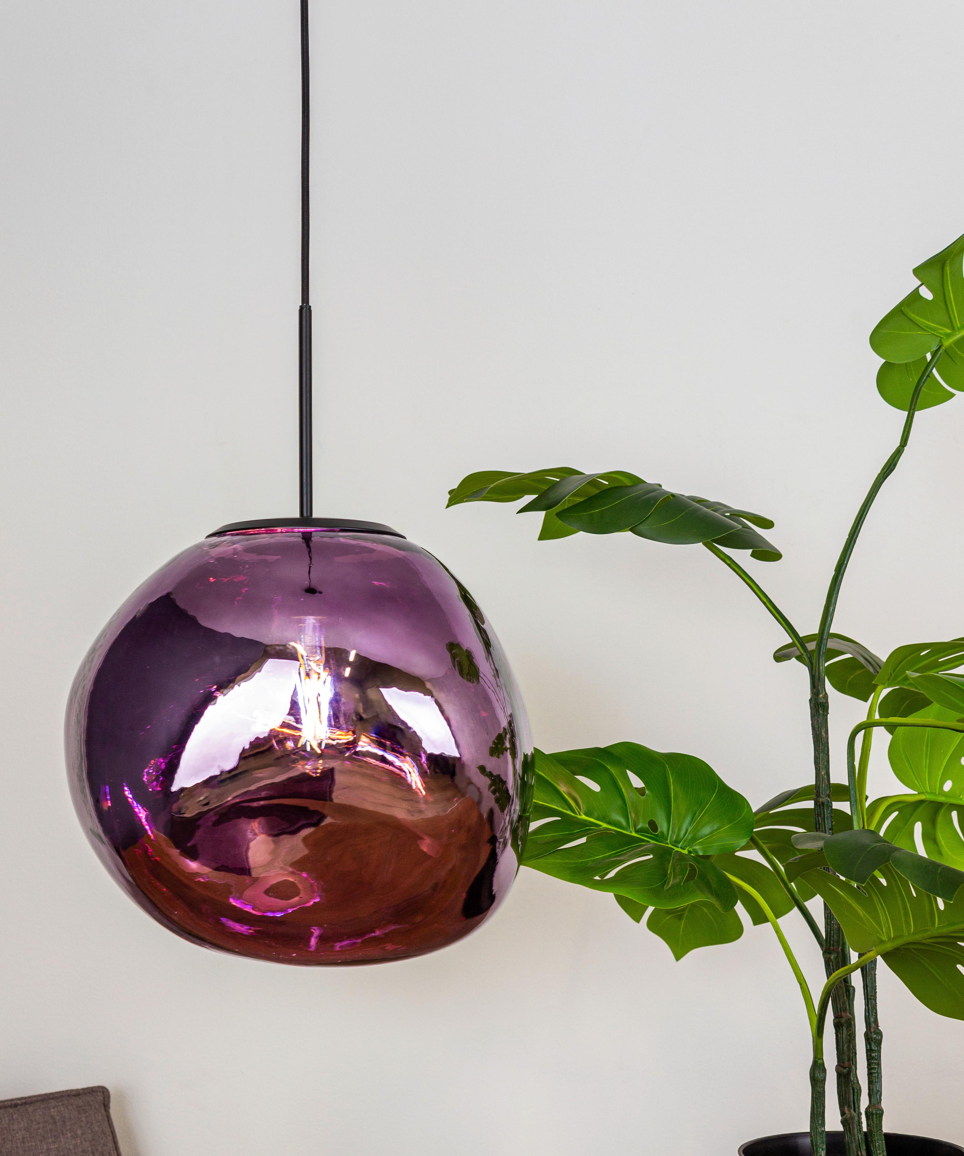 Hängeleuchte Canopus Lila D: 36 cm - Lila, Basics, Glas (36/150cm)