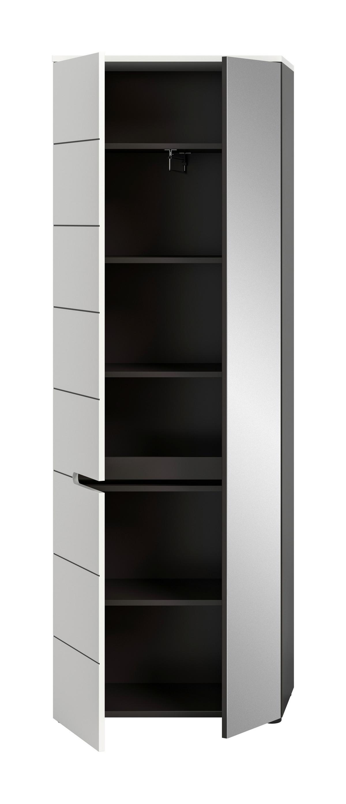 Garderobe Canu Grau Weiß B: 65 cm - Weiß/Grau, Design, Holzwerkstoff (65/190/37cm) - Livetastic
