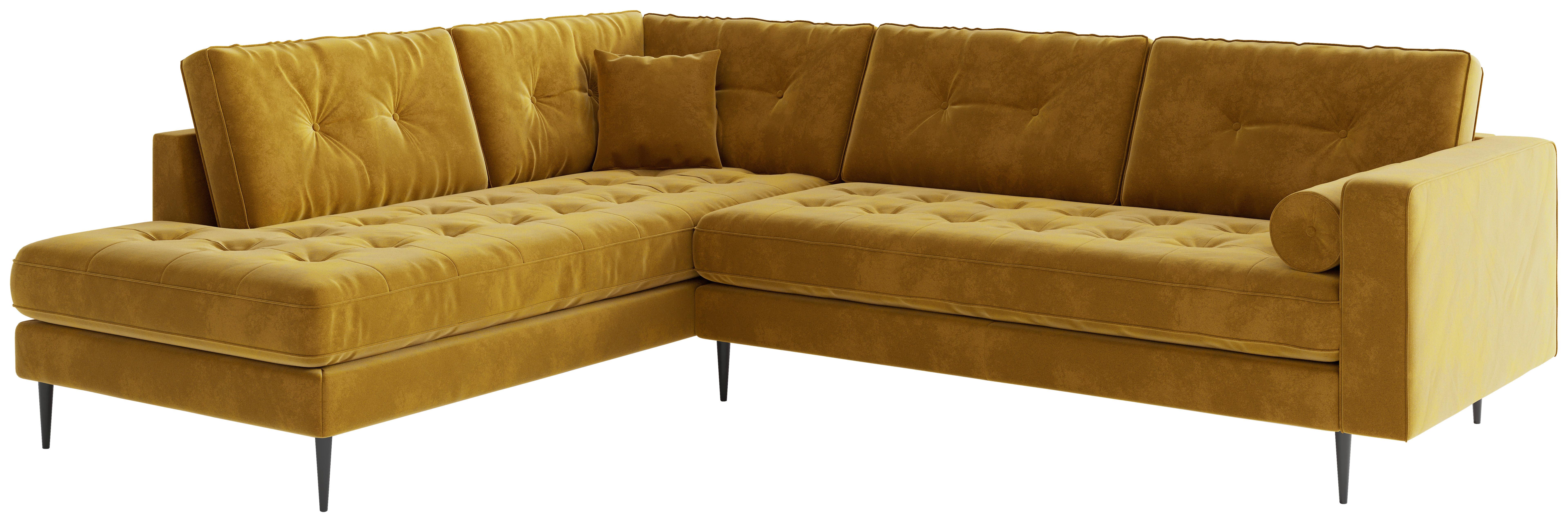 Ecksofa Scott - Edelstahlfarben/Gelb, Design, Textil (259/205cm) - Livetastic