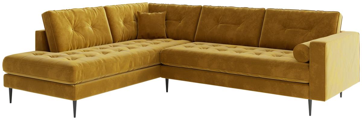 Ecksofa Scott - Edelstahlfarben/Gelb, Design, Textil (259/205cm) - Livetastic