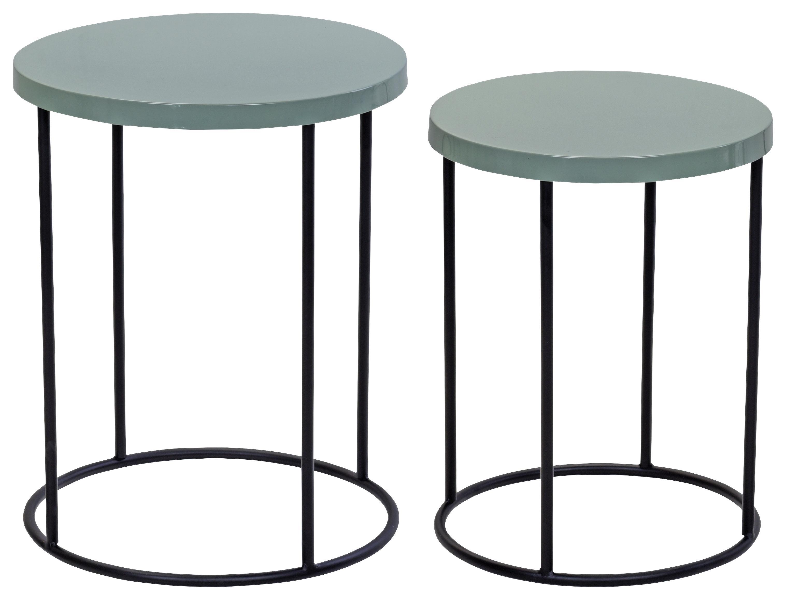 Beistelltischset Round 2er Set - Schwarz/Mintgrün, MODERN, Metall (40/50cm)