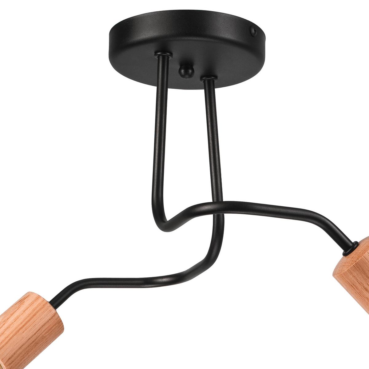 Deckenleuchte Schwarz B: 45 cm - Schwarz, Basics, Holz/Metall (26/45/45cm)