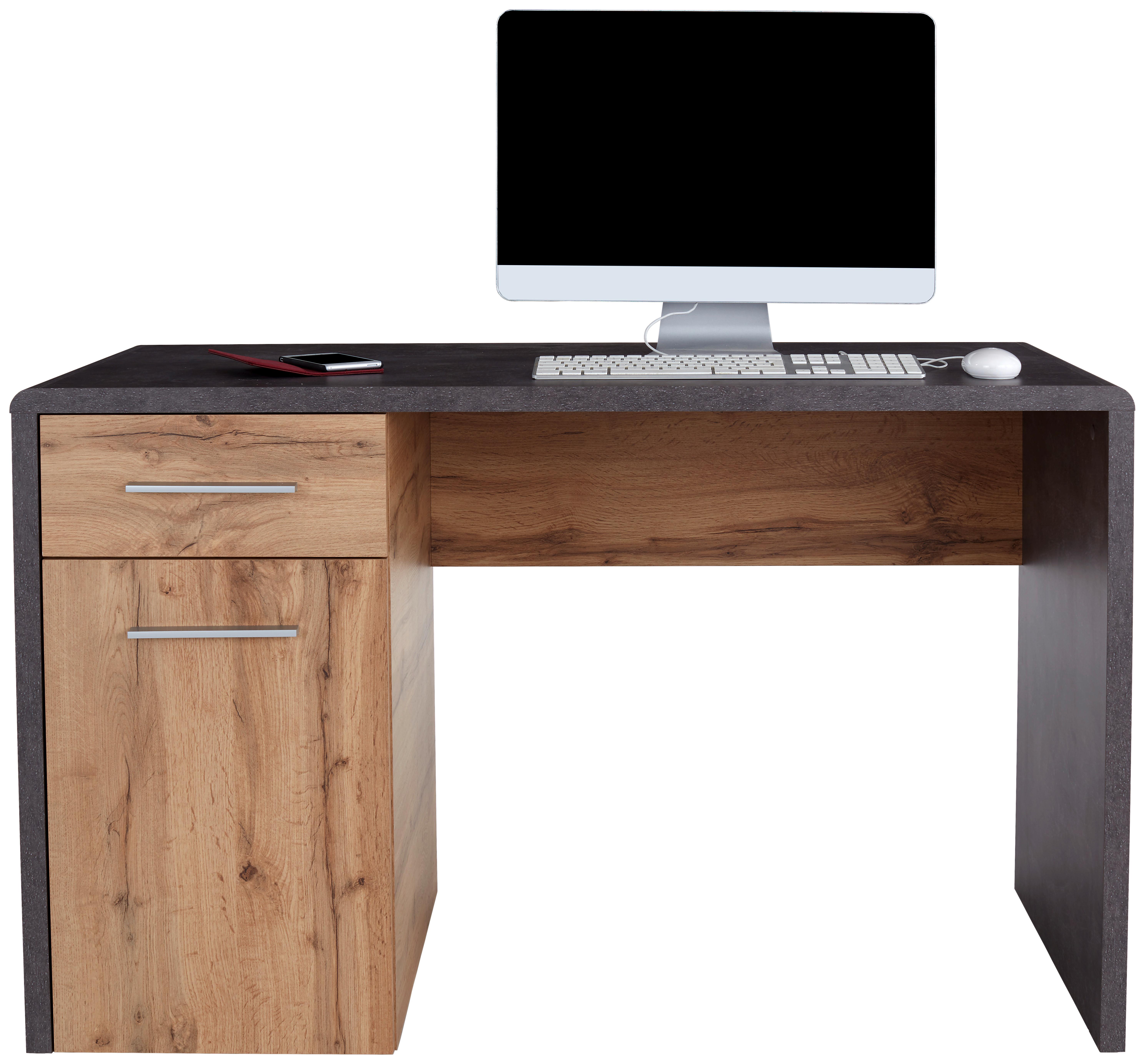 Schreibtisch Mit Stauraum B 120cm H 75,5cm Fontana New - Eichefarben/Dunkelgrau, MODERN, Holzwerkstoff (120/75,5/60cm)