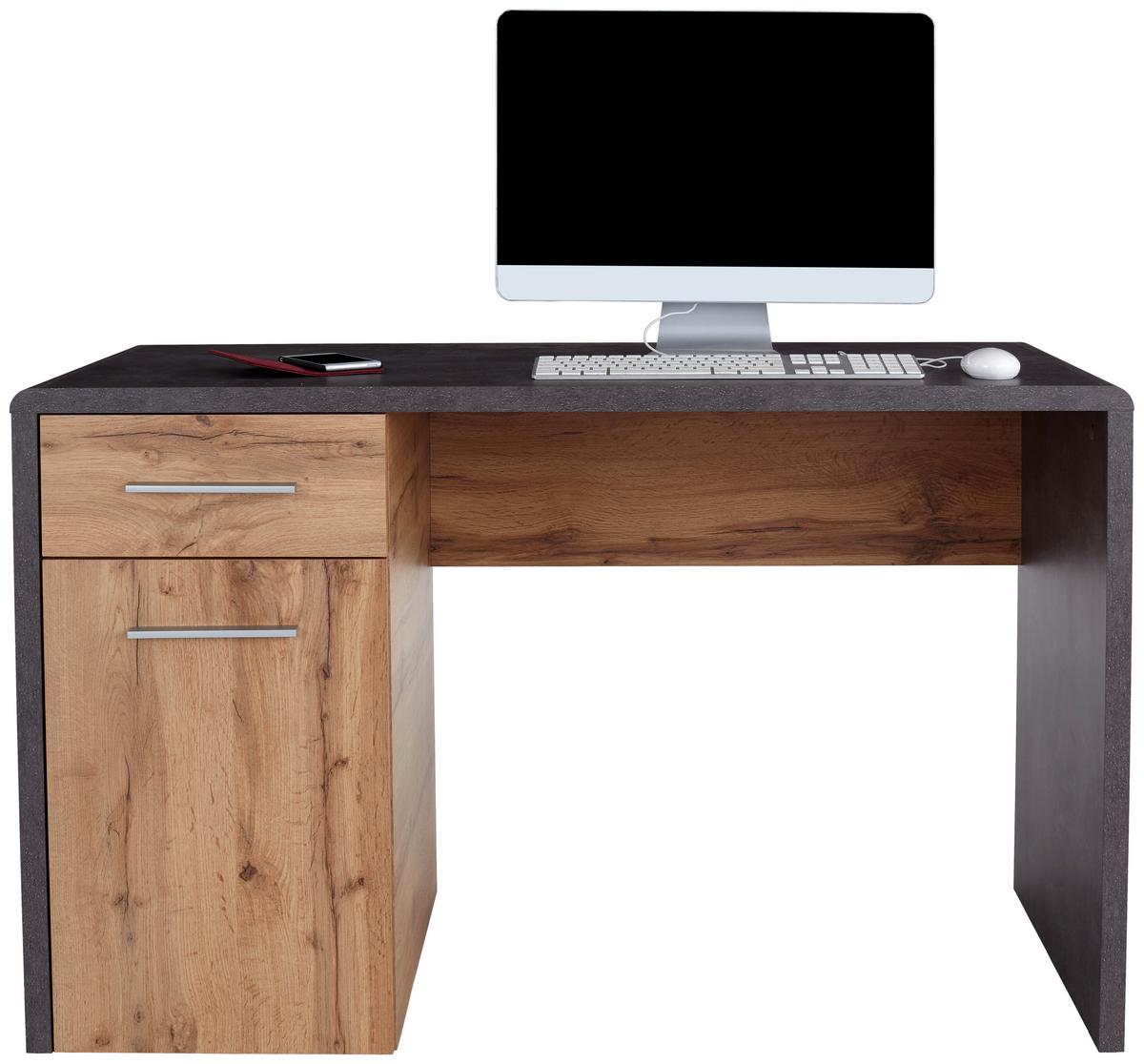 Íróasztal Fontana - tölgyfa színű/sötétszürke, Modern, faalapú anyag (120/75,5/60cm)