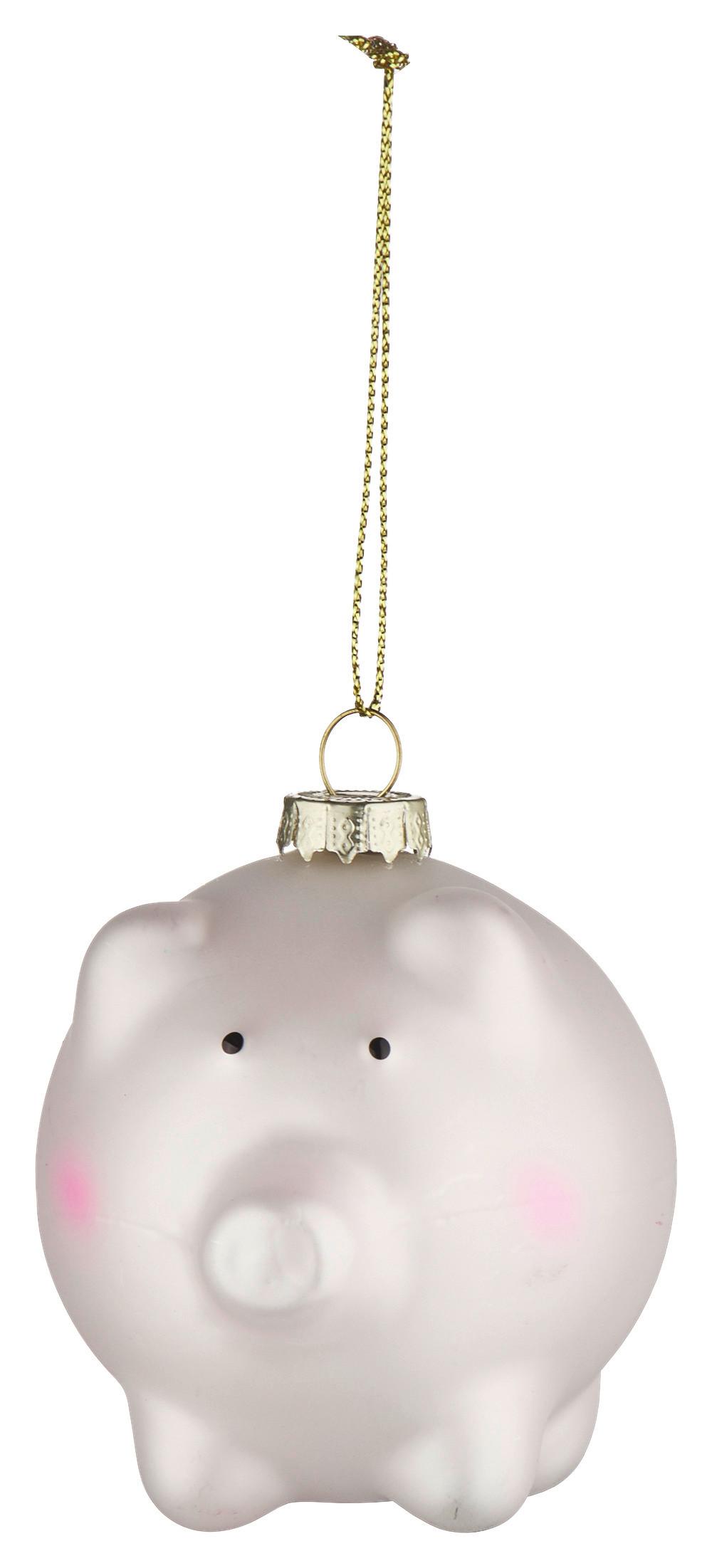 Vánočni ozdoba na stromeček FIGURES -PAZ- - bílá/růžová, sklo (7,5/8,5/6,5cm) - Mömax