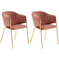 Armlehnstuhl-set Kronos -Trend Rosa/gold - Goldfarben/Rosa, Trend, Textil/Metall (53/77/60cm) - Livetastic