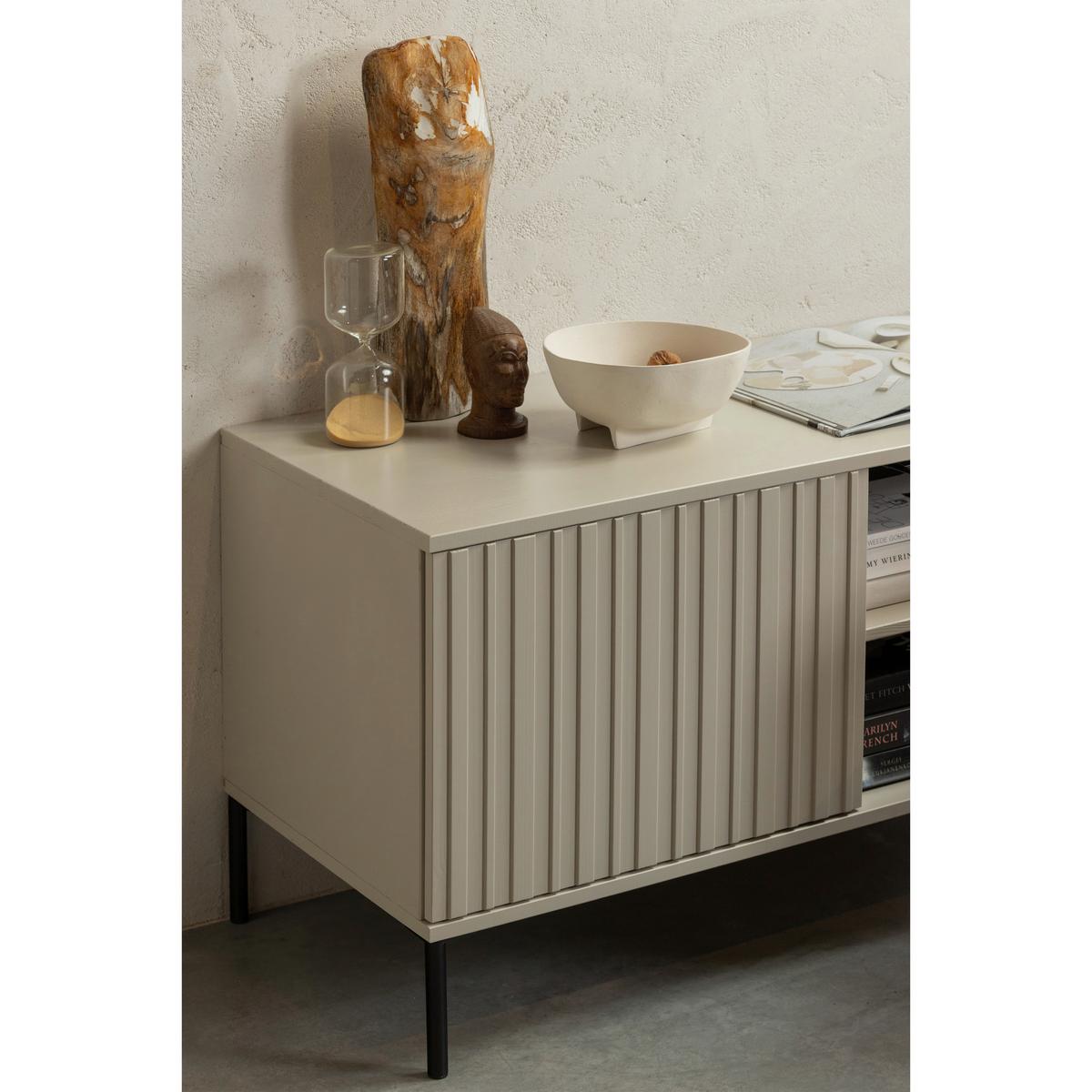 LOWBOARD Gravure Grau B: 100cm - Schwarz/Grau, Design, Holz (100/56/44cm) - Livetastic