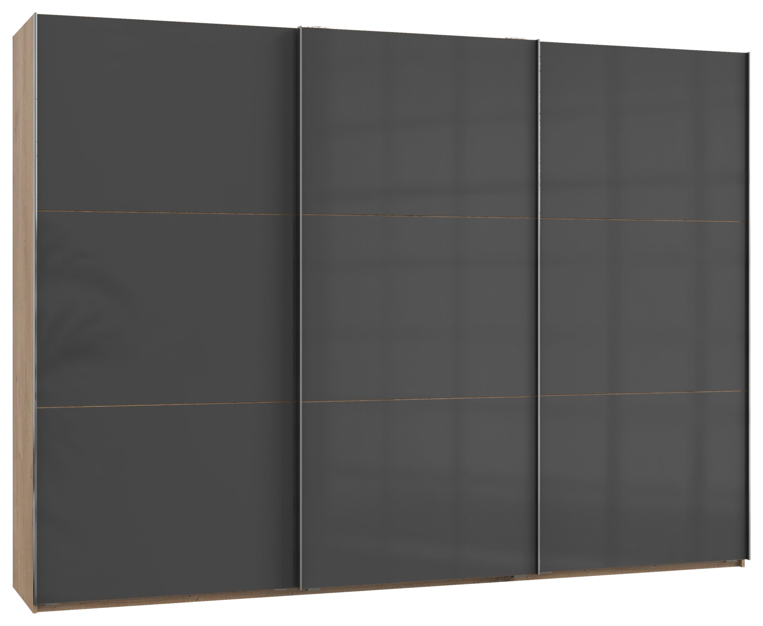 Schwebetürenschrank B: 300 cm Level Grau/Eichefarben - Eichefarben/Grau, MODERN, Holzwerkstoff (300/216/65cm) - MID.YOU