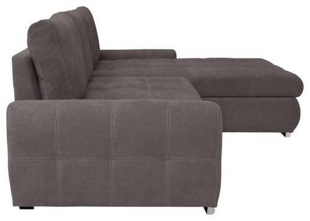 Ecksofa Mit Schlaffunktion Solar Braun 277x175 Cm - Chromfarben/Braun, Design, Textil (277/175cm) - Livetastic