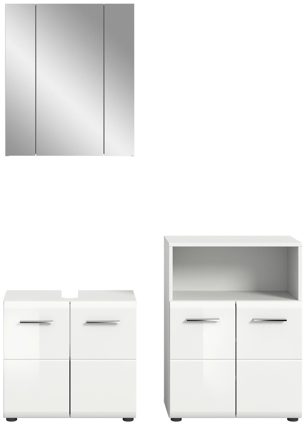 Badezimmer Ice Weiß Hg B: 120 cm - Weiß Hochglanz/Schwarz, MODERN, Glas/Holzwerkstoff (120cm) - MID.YOU