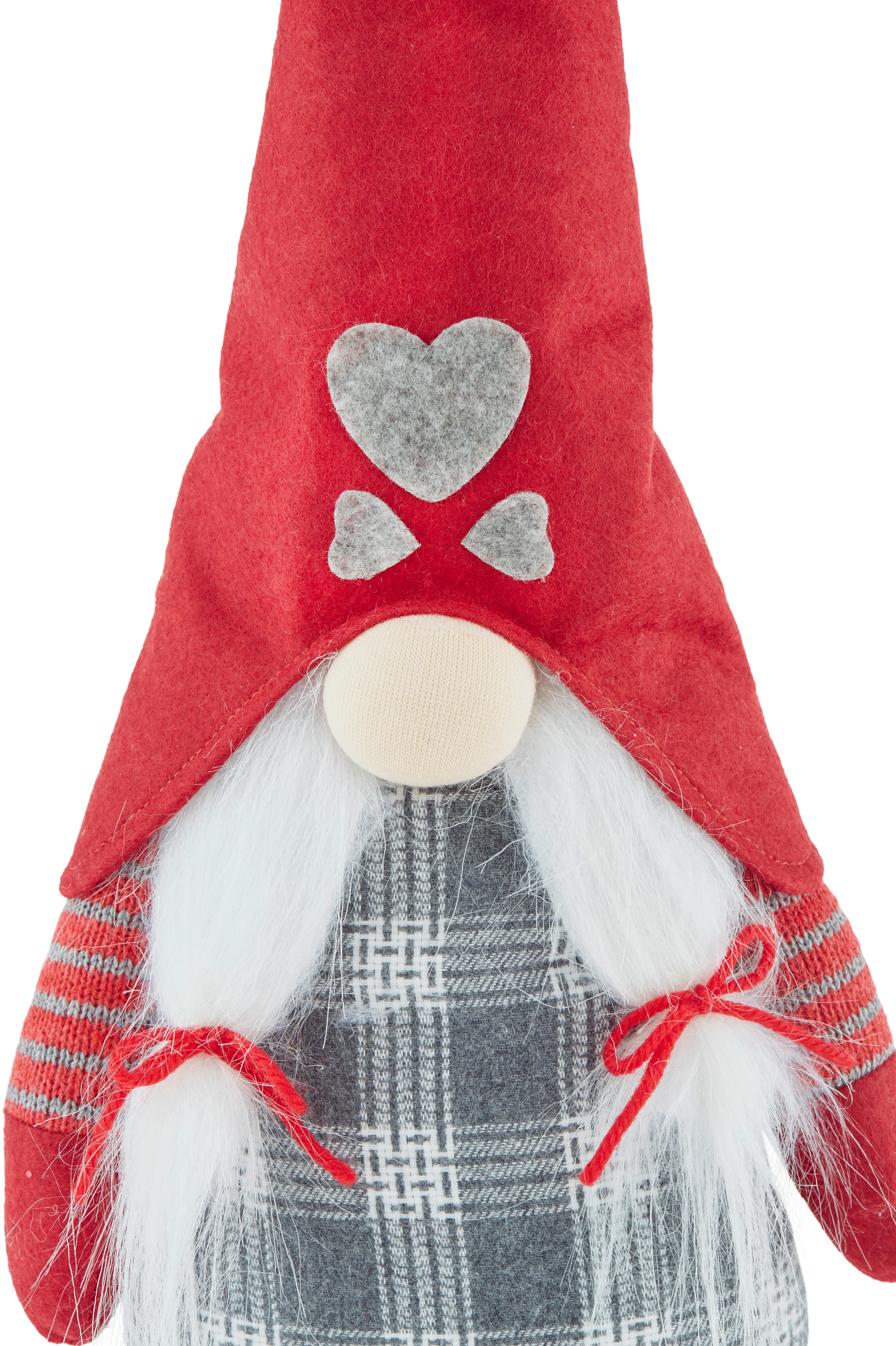 Weihnachtsdeko Wichtel Textil/ Kunststoff H: 56-68 cm - Rot/Weiß, Basics, Kunststoff/Textil (18/56-70/11,5cm) - Luca Bessoni
