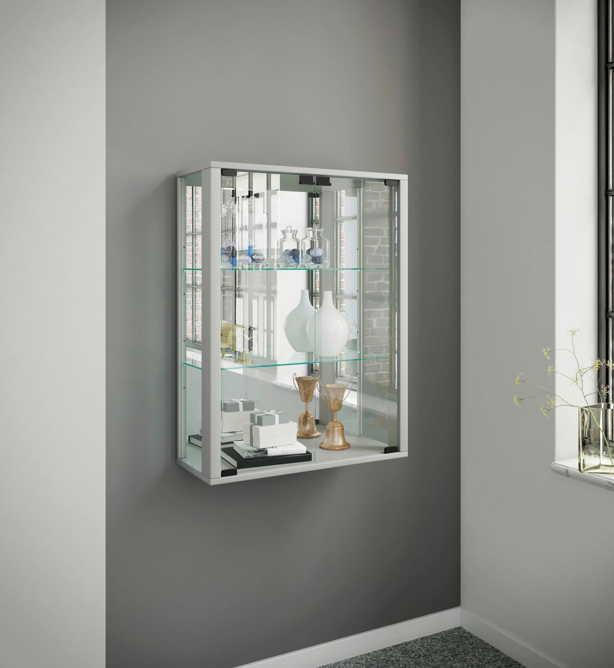 Hängevitrine Udina Silberfarben B: 60 Cm - Silberfarben/Schwarz, MODERN, Glas/Holz (60/80/25cm) - MID.YOU