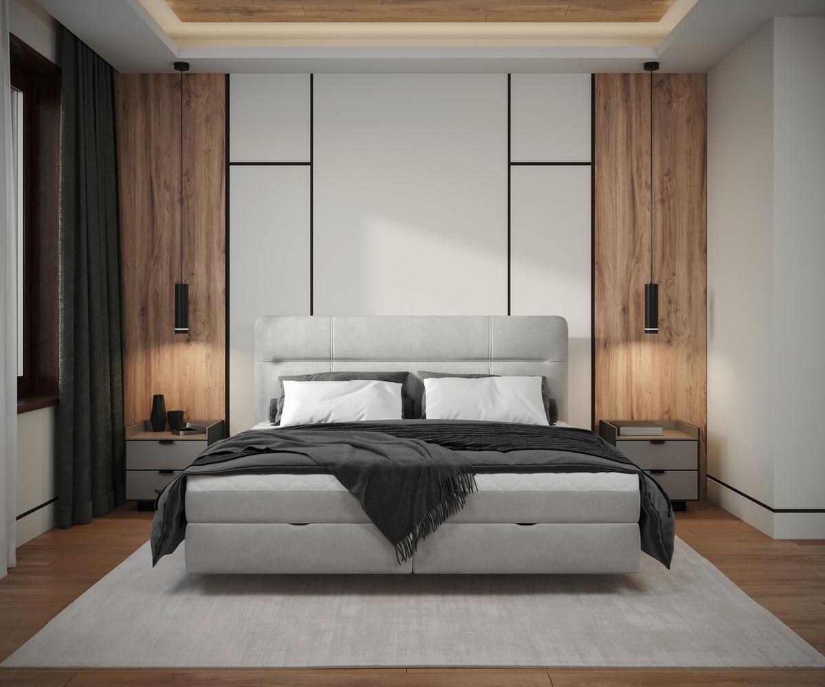Boxbett Adriano 180x200 cm Hellgrau - Hellgrau, MODERN, Holz/Holzwerkstoff (180/200cm) - MID.YOU