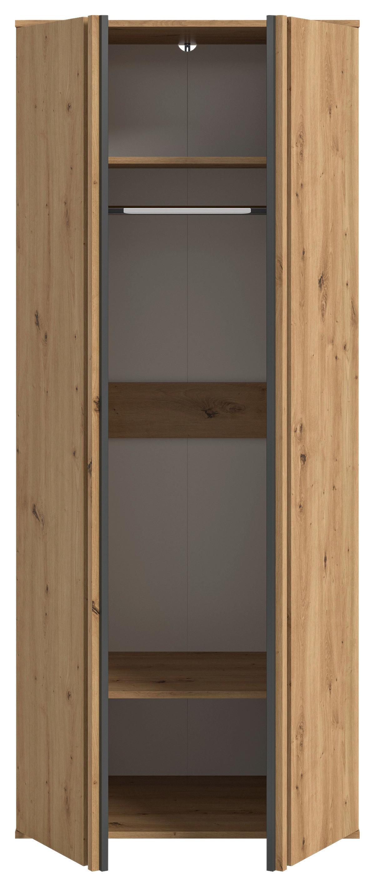 Drehtürenschrank Tofta Eiche Dekor/Anthrazit B: 80cm - Anthrazit/Eiche Artisan, ROMANTIK / LANDHAUS, Holzwerkstoff (80/192/56cm) - Livetastic