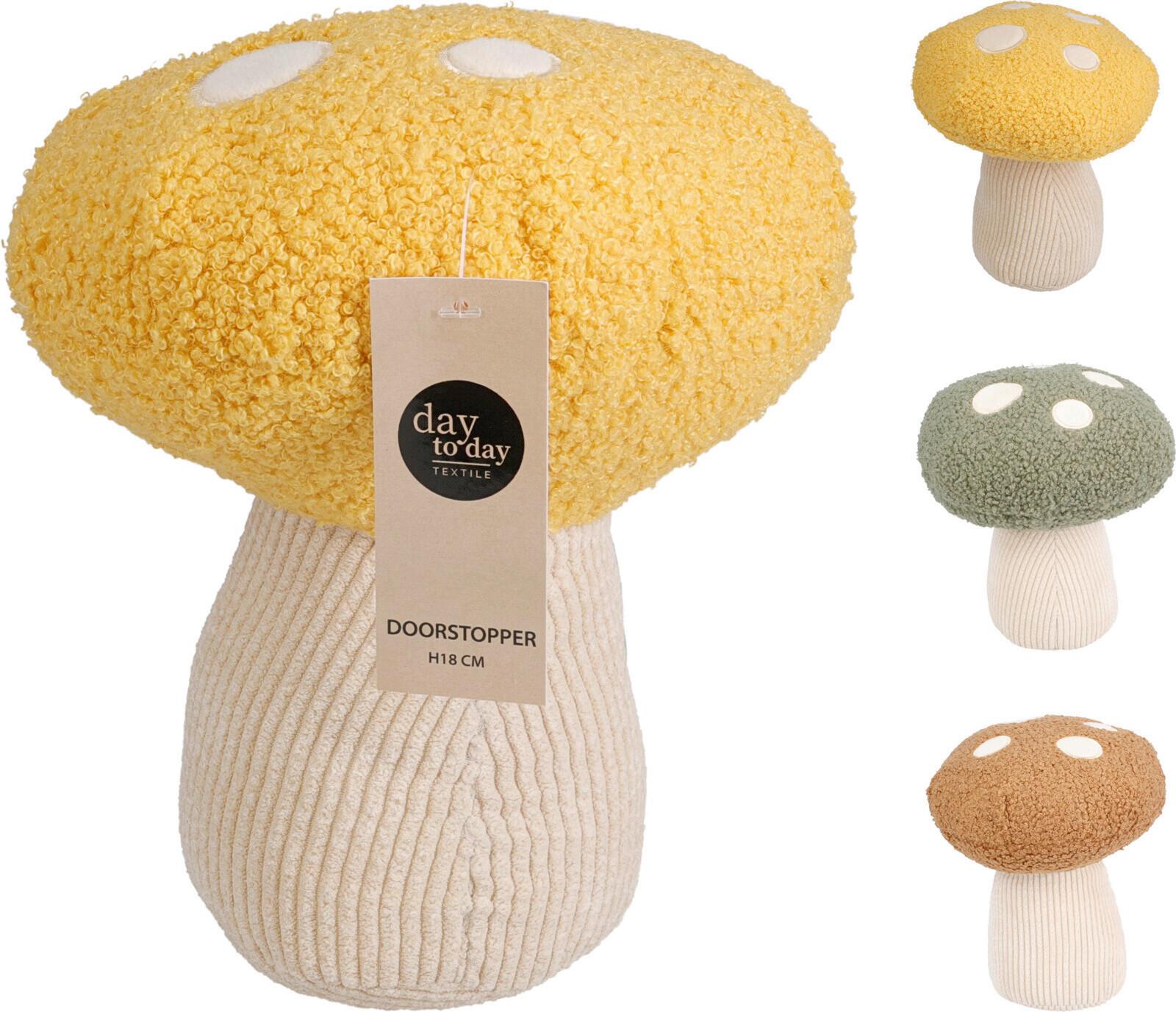 Ajtókitámasztó Gomba - sárga/barna, Basics, textil (21cm)