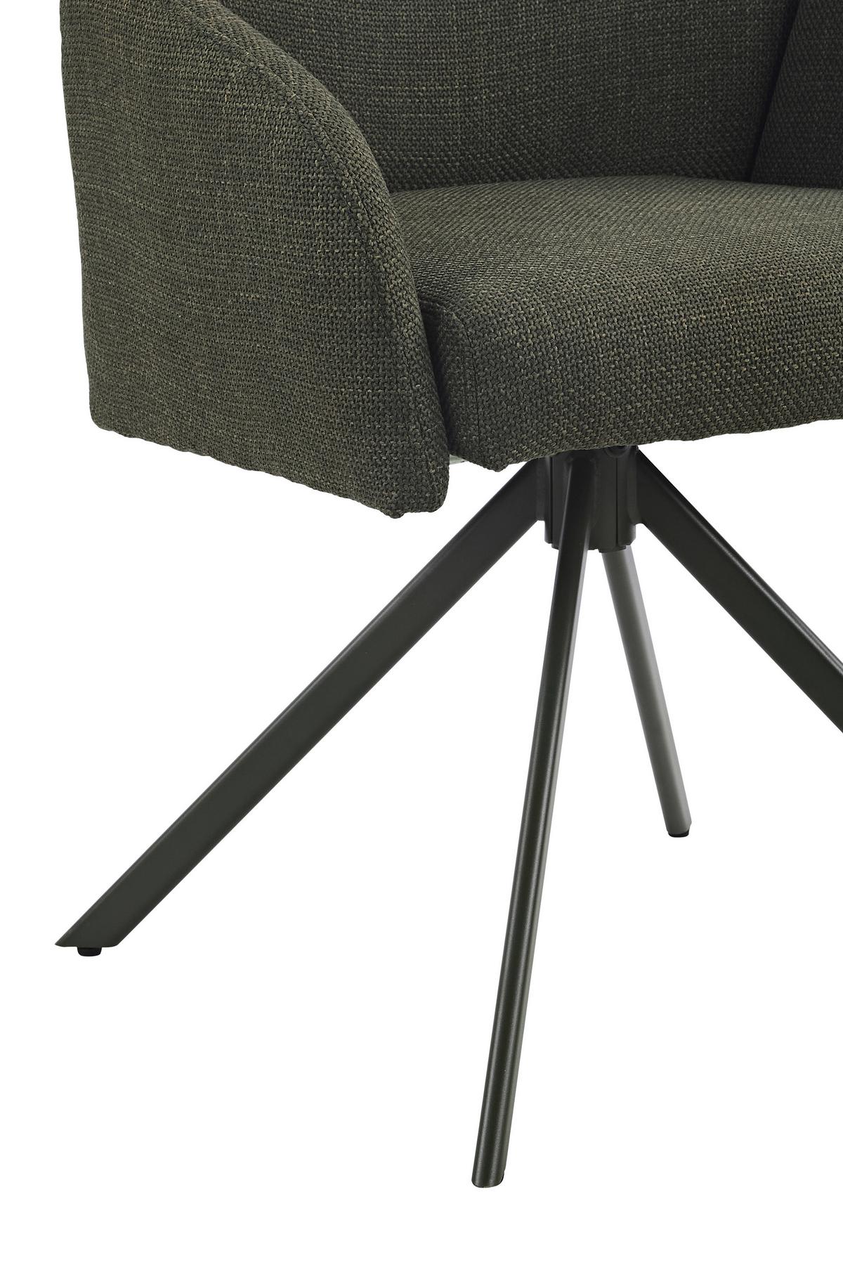 Armlehnstuhl Holly drehbar Webstoff Moosgrün, B: 56,5 cm - Grün, MODERN, Textil/Metall (56,5/61/84cm)