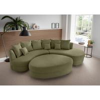 Wohnlandschaft Limoncello Olivgrün S: 300x160 cm - Schwarz/Olivgrün, Design, Textil (300/160cm) - Livetastic