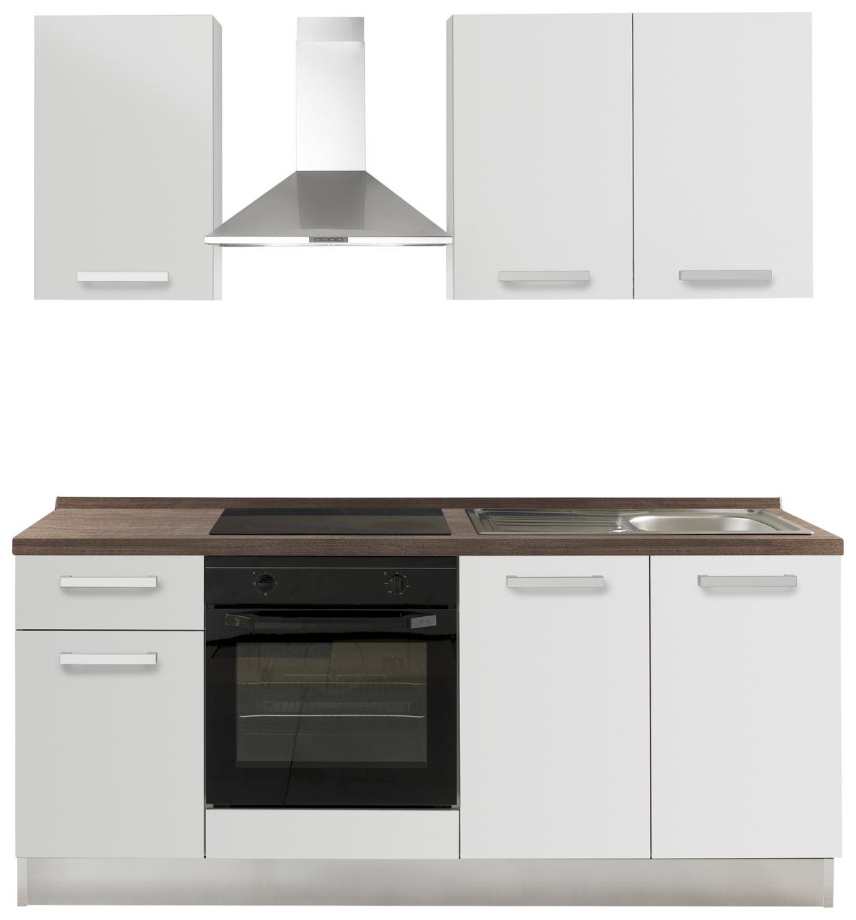 Küchenzeile Belluna Mit Geräten 195 Cm Weiß/eiche Modern - Basics (195cm) - MID.YOU