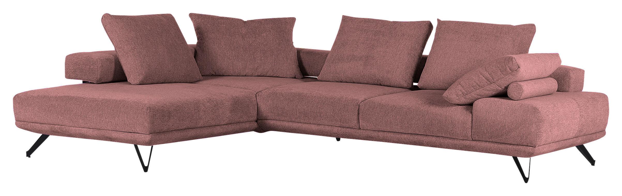 Ecksofa Bolzano - Schwarz/Altrosa, KONVENTIONELL, Textil (240/310cm) - MID.YOU