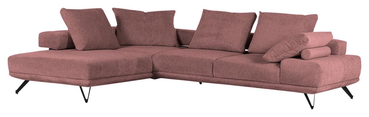 Ecksofa Bolzano - Schwarz/Altrosa, KONVENTIONELL, Textil (240/310cm) - MID.YOU