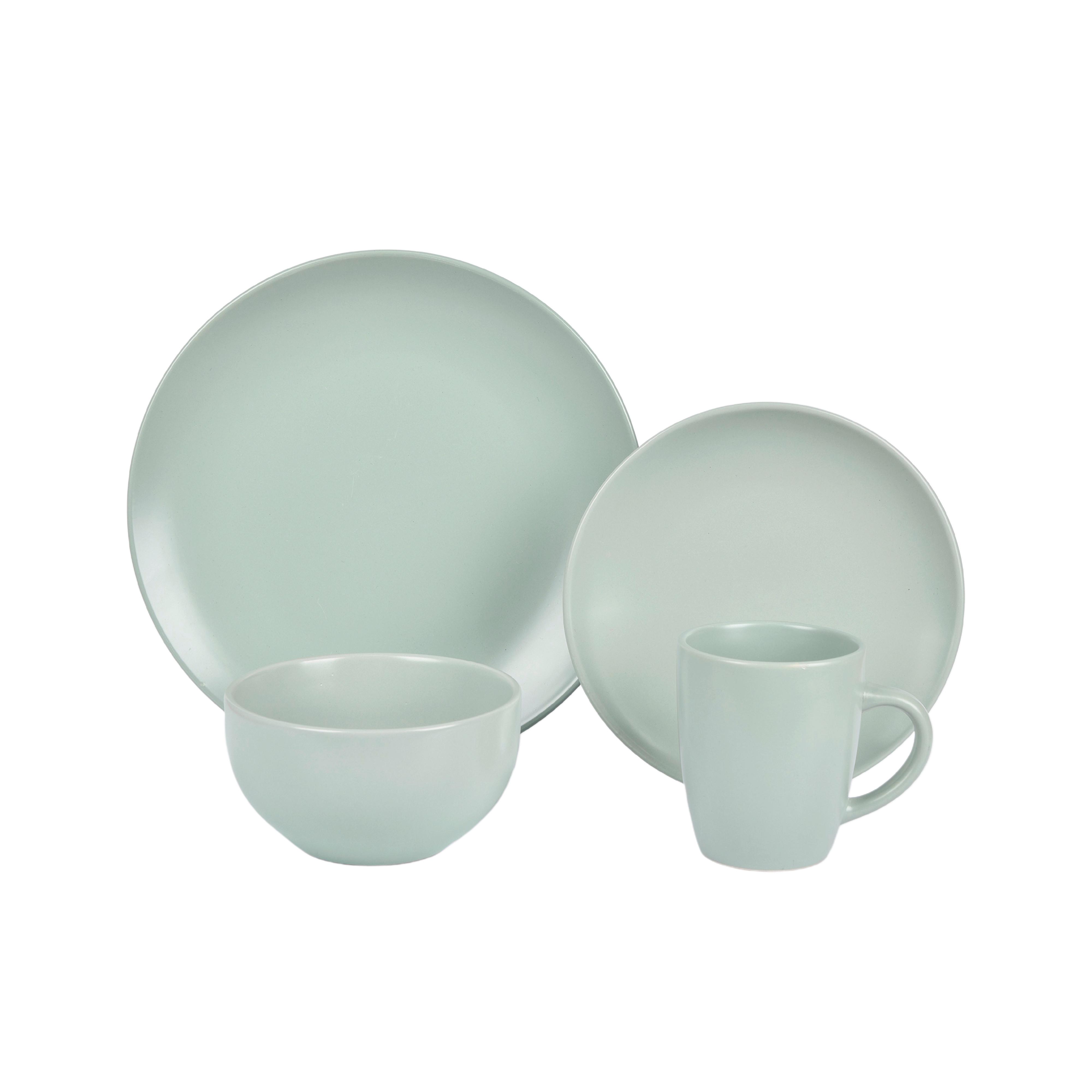 KOMBINOVANÝ SERVIS 16-dielna, pre 4 osoby - zelená, Modern, keramika - Based