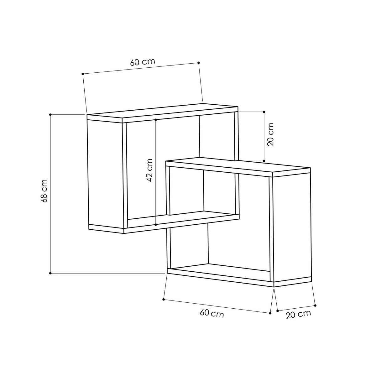 Wandboard Ring Eckregal - Anthrazit/Weiß, Design, Holzwerkstoff (60/68/20cm) - Livetastic