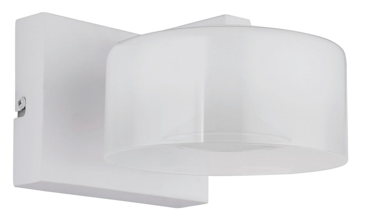 LED-Wandleuchte Belinda Klar Opal Weiß L: 15 cm - Klar/Opal, Design, Glas/Kunststoff (15/19,5/11cm) - Globo