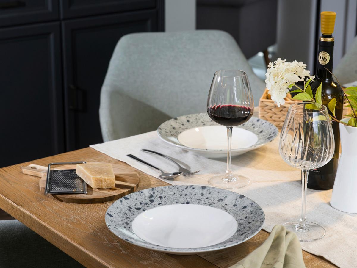 Pastateller Stone Collection Porzellan, Grau/Weiss, 4 Stück - Weiß/Grau, Basics, Keramik - Creatable