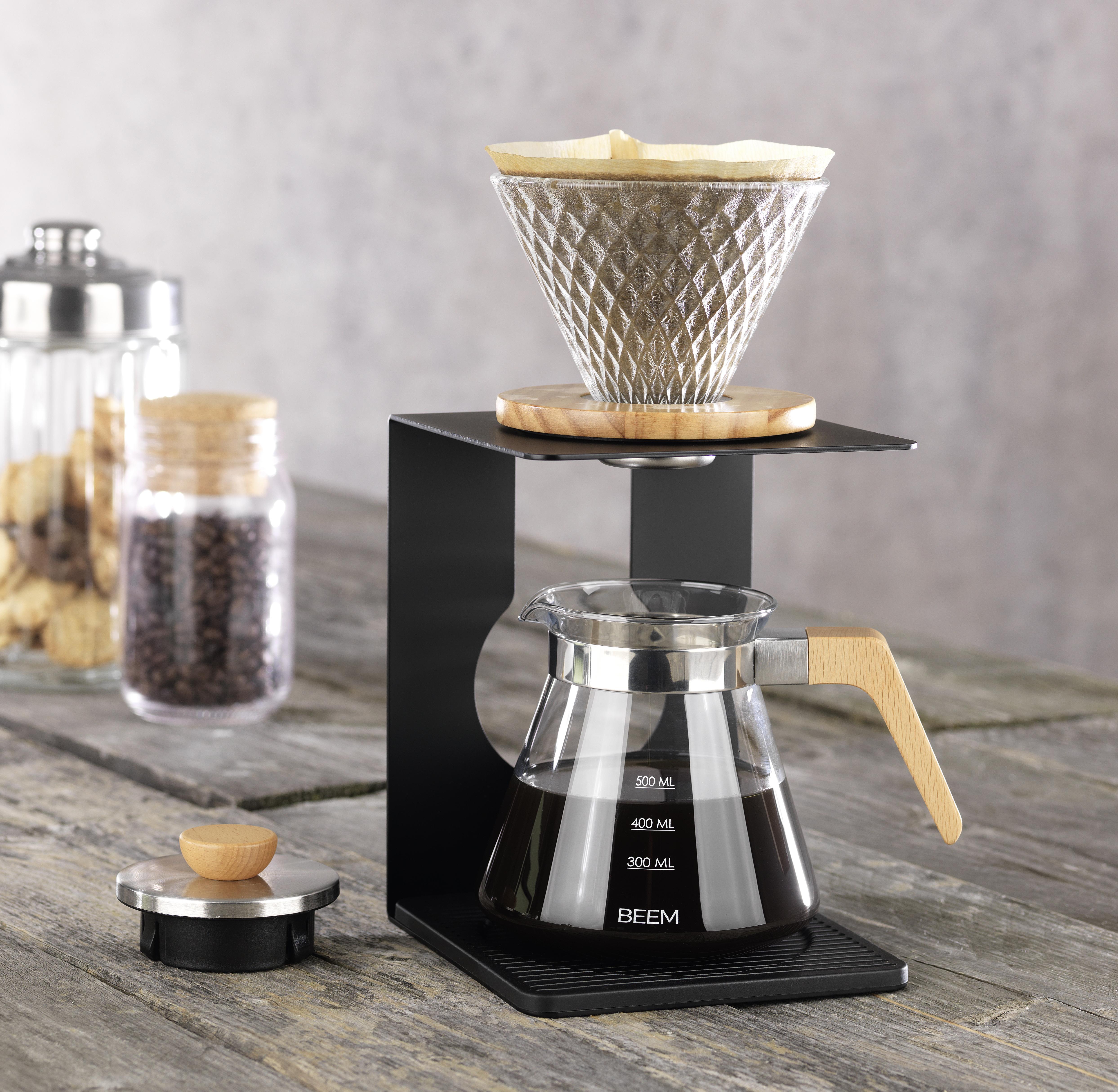 French Press Pour Over Set inkl. Kaffeefilter, Glaskanne - Schwarz, Basics, Glas (14/26,5/19cm) - Beem