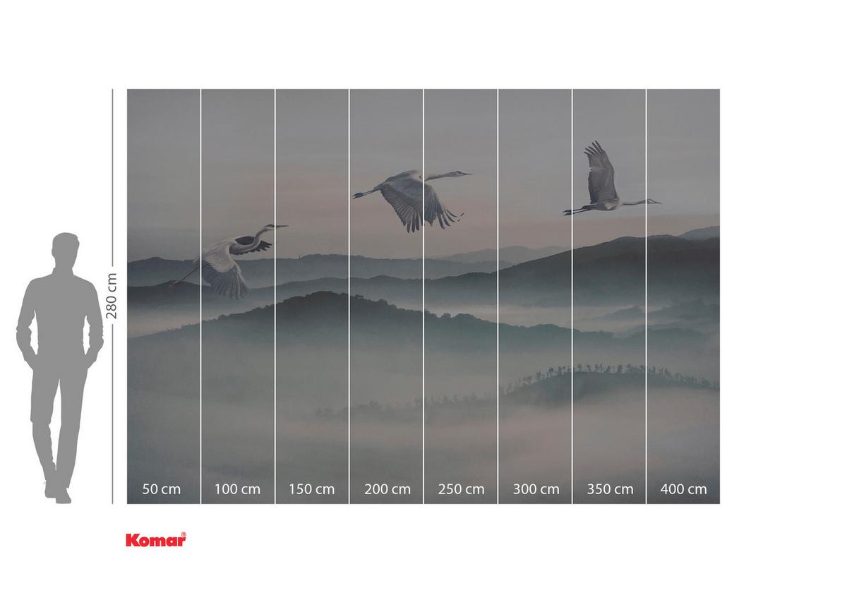Fototapete Mystic Cranes - Blau/Weiß, Trend, Papier (400/280cm) - Komar