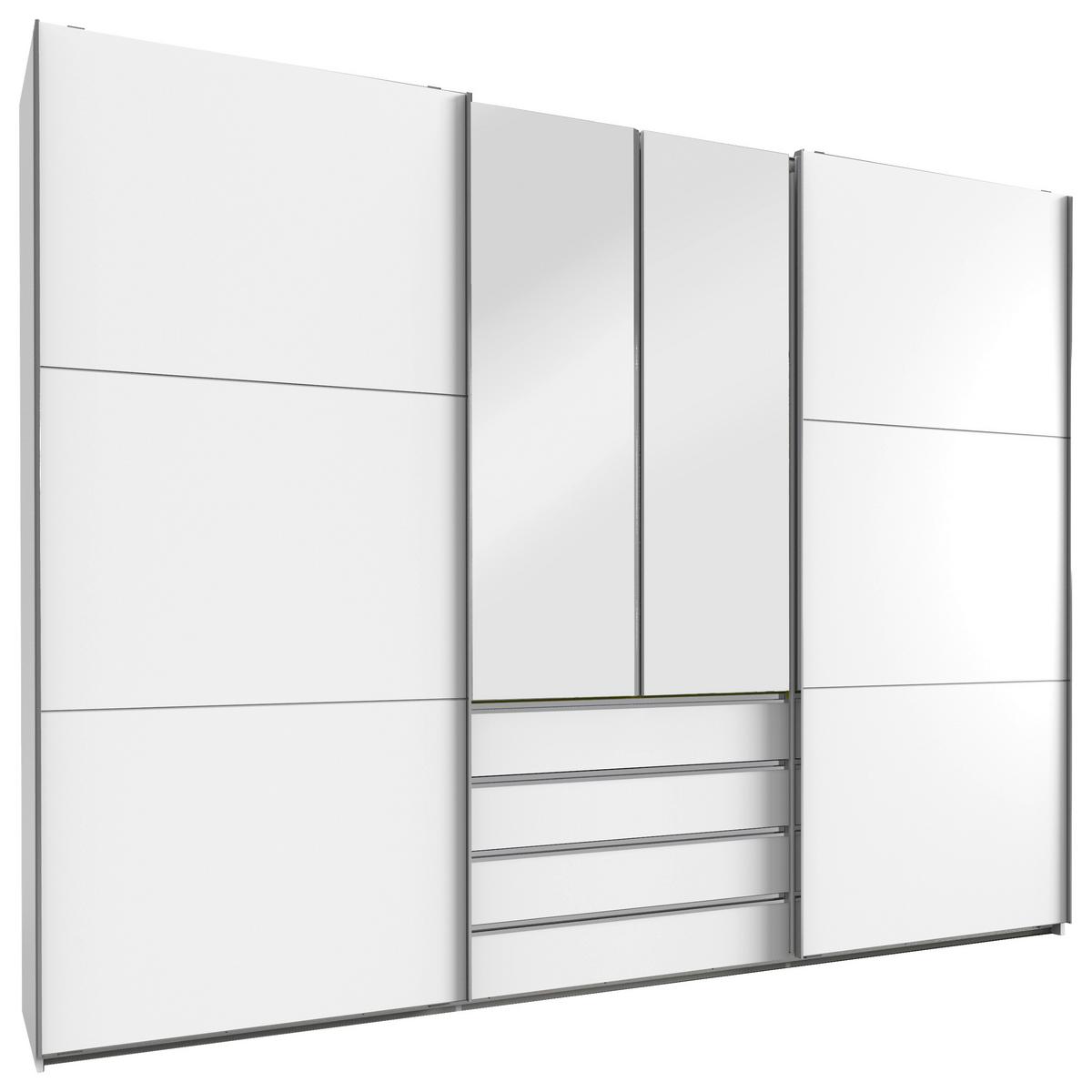 Schwebetürenschrank 300cm Magic Weiß - Silberfarben/Weiß, MODERN, Holzwerkstoff (300/236/65cm) - MID.YOU