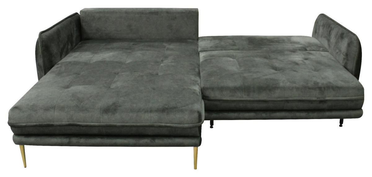 Ecksofa Whisper Grün S: 196x264 cm - Goldfarben/Grün, Design, Textil (196/264cm) - MID.YOU