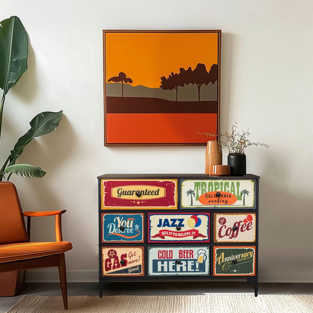 Kommode Ameriko Multicolor B: 102,5 Cm - Multicolor/Schwarz, MODERN, Holzwerkstoff/Textil (102,5/77,5/30cm) - MID.YOU