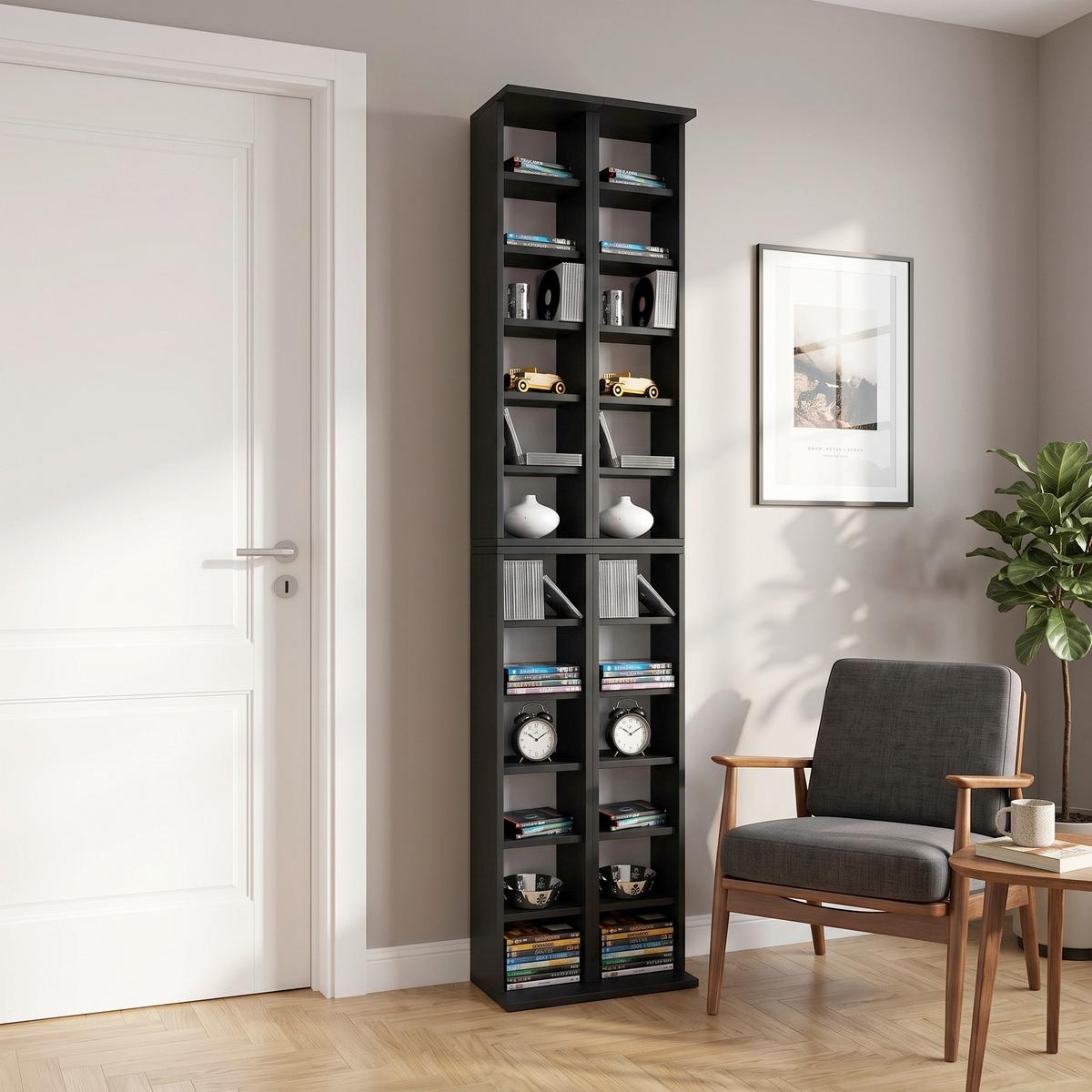 CD Regal Almera 42 cm Schwarz - Schwarz, KONVENTIONELL, Holzwerkstoff (42/183/20cm) - MID.YOU
