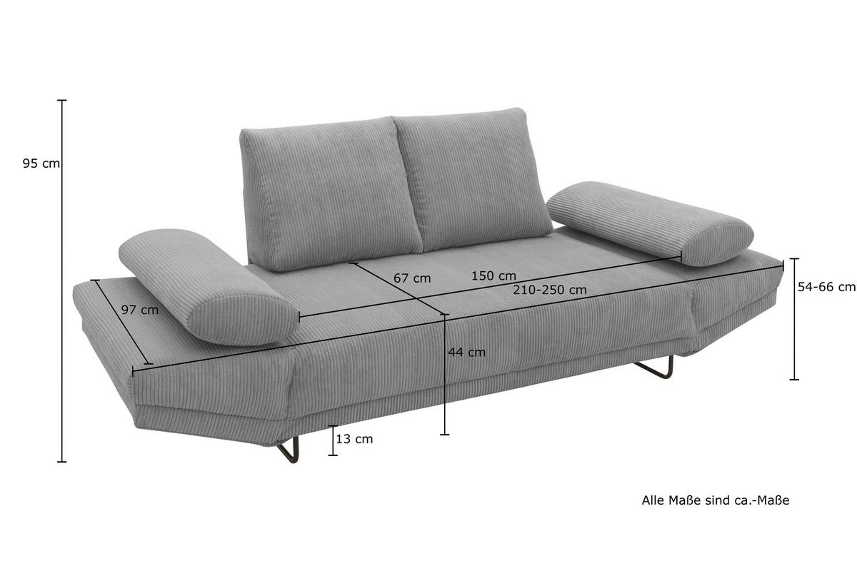 Schlafsofa Hellgrau B: 210 Cm - Hellgrau/Schwarz, Design, Textil (210/95/97cm) - MID.YOU