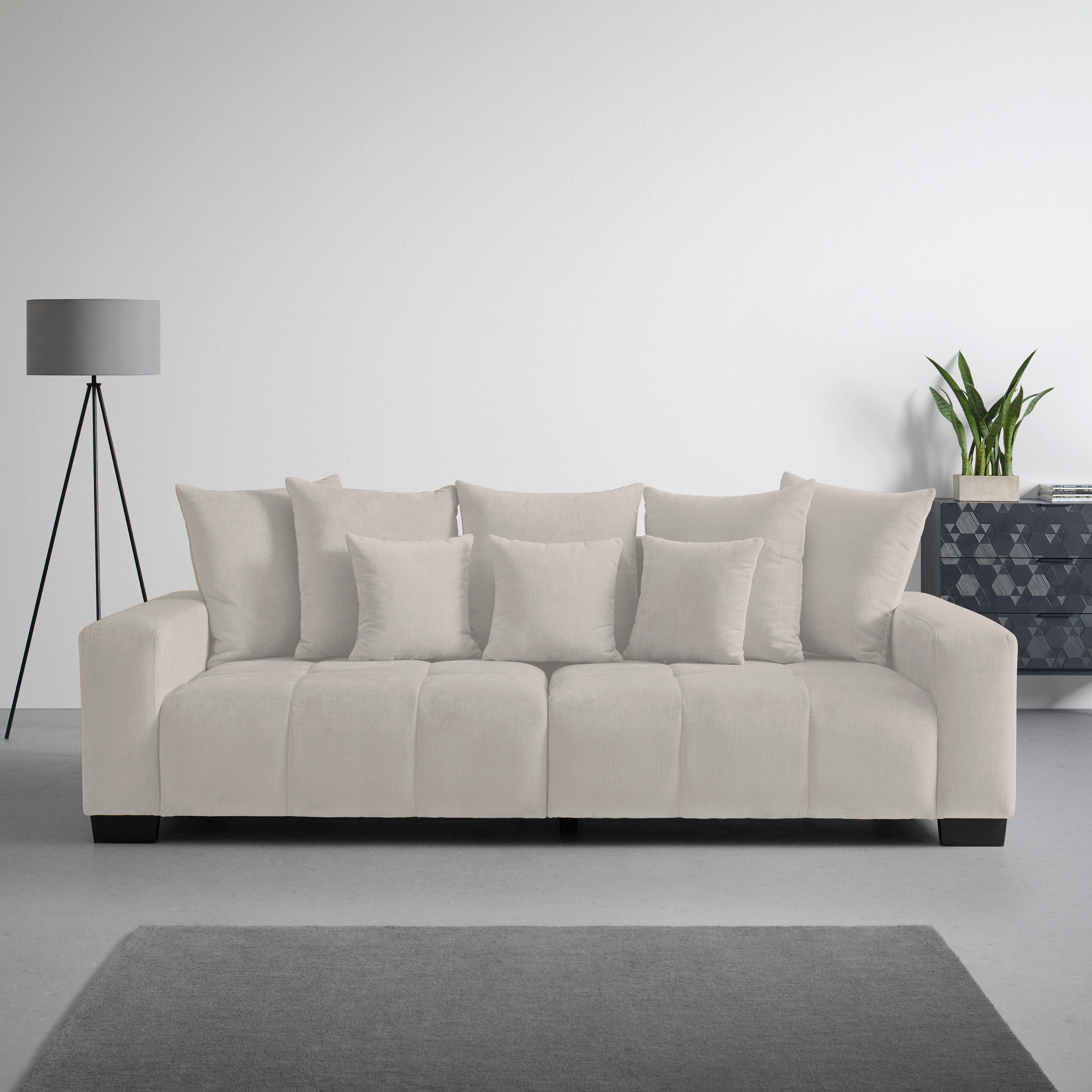 Veľká pohovka MATTEO, krémová tkanina EUPHORIA - čierna/krémová, Modern, drevo (246/93cm)